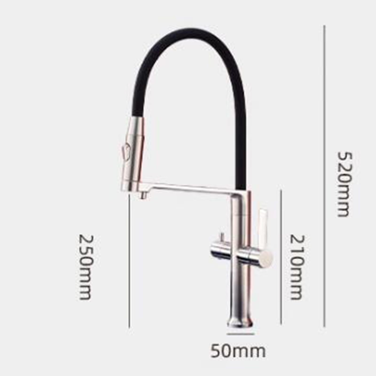 Grifo Cocina 3 Vias Osmosis Flexible Rotación Agua Pura Grifo Cocina Fregadero 3 Vias Acero Inoxidable-Gris