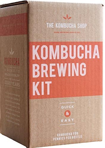 Kombucha Brewing Kit with Organic Kombucha Scoby. Includes Glass Brew Jar, Organic Kombucha Loose Leaf Tea, Temperature Gauge, Organic Sugar and More! by The Kombucha Shop
