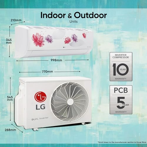 Image of LG 1.5 Ton 5 Star Wi-Fi DUAL Inverter Split AC with Energy Manager (Copper, AI+ Convertible 6-in-1 Cooling, 4 Way Air Swing, HD Filter with AntiVirus Protection, TS-Q19FWZE, Floral White)