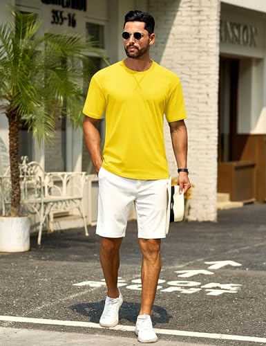 Cotrasen Men's T Shirts Cotton Drop Shoulder Short Sleeve Shirts for Men Casual Soft Comfort Loose Fit Mens Summer Tee Shirts