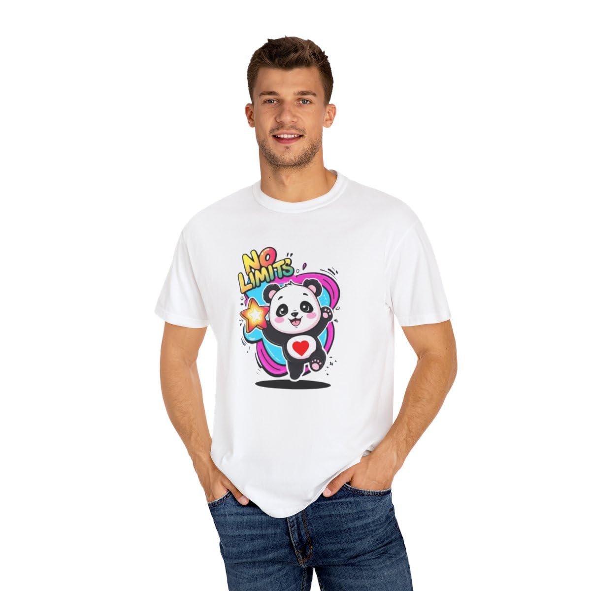 No Limits Cute Panda Graphic or Cartoon Animal Print Tshirt-image-7