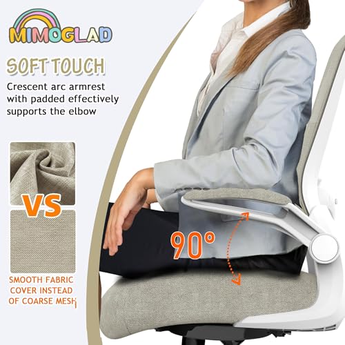 Mimoglad Home Office Chair, High Back Desk Chair, Ergonomic Mesh Computer Chair with Adjustable Lumbar Support and Thickened Seat Cushion (Modern, Beige) image 7