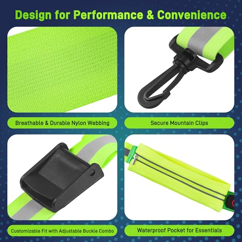Starvortex Leuchtband Joggen mit Reflektoren Gürtel, Hochsichtbare Nacht Sicherheitslicht Laufgürtel, LED Lauflicht mit 2er Reflektierende Sicherheits Armband, Wiederaufladbare Verstellbarer Lauflicht