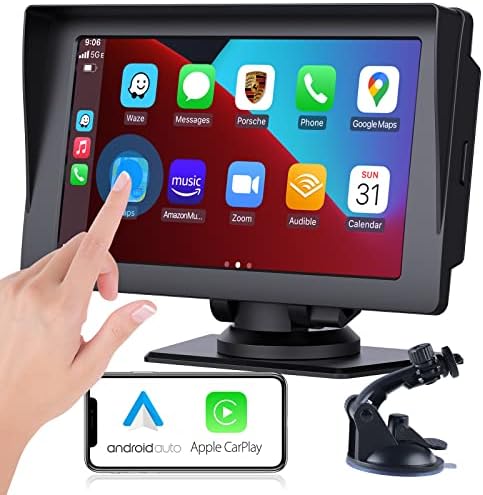 Wireless Apple Carplay & Android Auto for Car Stereo, Portable 7 Inch Apple Car Play Touch Screen Sync GPS Navigation Audio Car Radio Receiver for Car, Bluetooth, Siri, Multimedia Player, FM