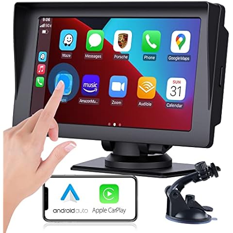 Wireless Apple Carplay & Android Auto Car Stereo with Bluetooth, 7'' Touchscreen CarPlay Car Radio with Siri, AUX, FM, Multimedia Player, GPS Navigation Cover