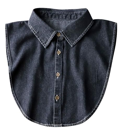 GUZOSJO Denim Detachable Collar Shirt Dickey Half Blouse False Collar for Lady Girls
