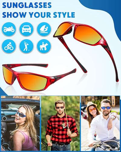 Image of Frienda 6 Pack Polarized Sport Sunglasses for Men Multipack Fit over Glasses Pack Lot Set Men's Sport Fishing Eyeglasses