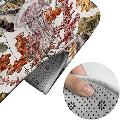 Badezimmerteppich-Set, 3-teilig, Aquarell-Unterwasser-Kunstdruck, waschbare Badeteppiche, rutschfest, mit Rückenpolster, Konturteppich und Toilettendeckelbezug – Bild 5