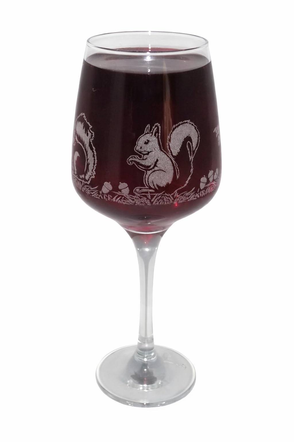 Squirrel Engraved Stemmed Wine Glass