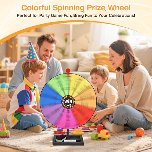 AugFir 18-inch Tabletop Prize Wheel, Prize Wheel Spinner with Stand & Storage Base, Featuring a Prize Wheel with 14 Customizable Color Sections. Suitable for Party Games, Family Games (with line) by AugFir - Image 4