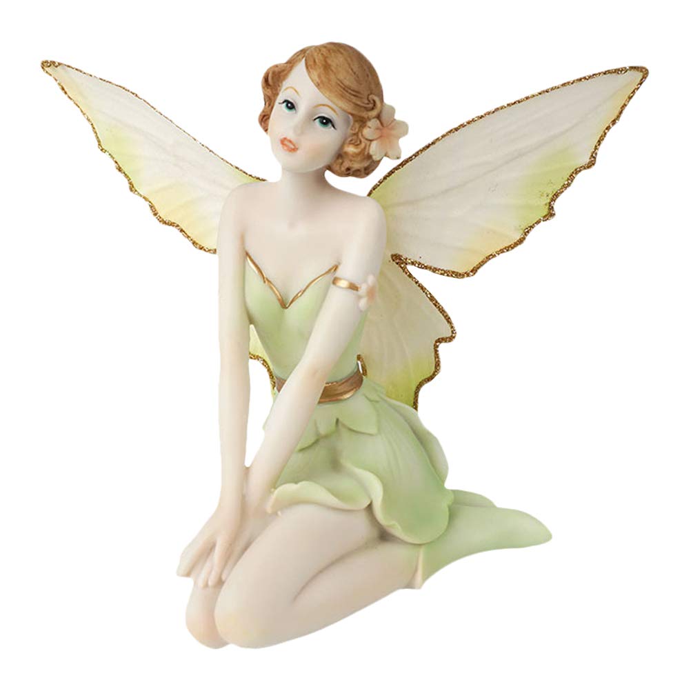 IMIKEYA Adorno de Ángel Niña de Resina Verde, Figura de Hada Floral Elegante y Resistente para Decoración en Sala o Boda, Obsequio Adecuado para Cumpleaños