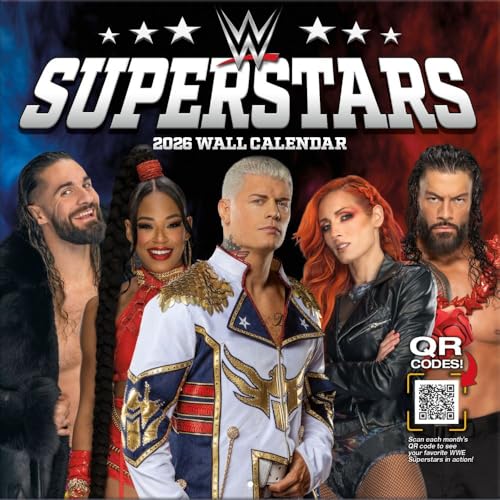 Turner Sports WWE Superstars 2026 Wall Calendar – 12-Month Format (Jan-Dec 2026) Featuring Official WWE Superstar Action Photos, 12' × 12'