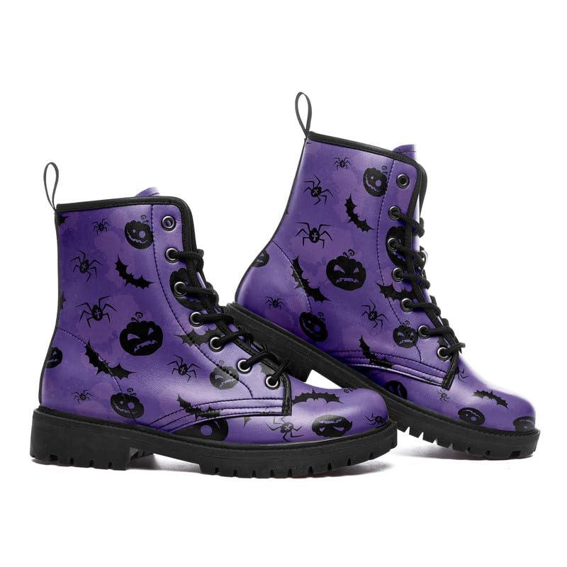 Halloween Gothic Combat Boots, Unisex Skull Platform Motorbike Leather Boots, Fashion Casual Winter Footwear3