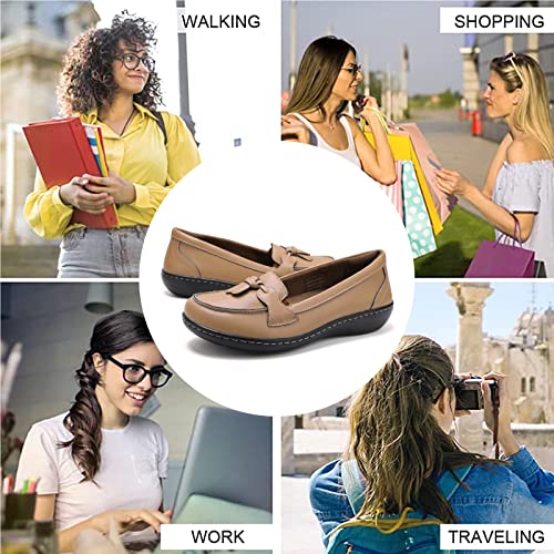 Image of Maichal Loafers for Women Slip On Comfort Leather Tassel Dress Shoes