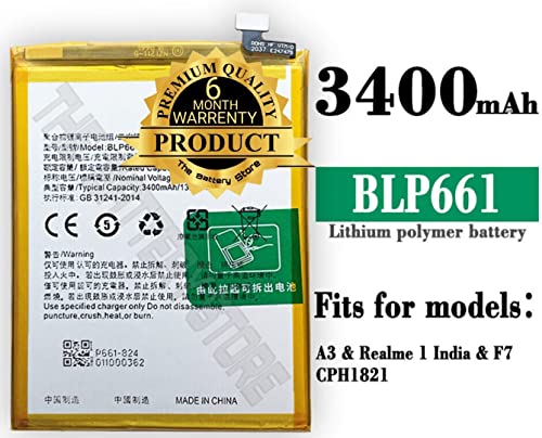 Image of THE BATTERY STORE Orignal BLP661 Battery for Oppo F7 / A3 Model: BLP661 Batttery with 6 Month Warranty and high Battery Backup Battery (for BLP661)