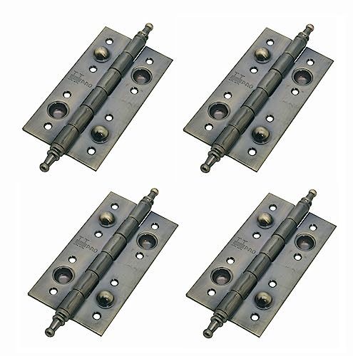 AZERODESIGN-Bisagra de SEGURIDAD, PACK de 4 bisagras. medidas 150X80X3MM varios acabados, Cantos Cuadrados, con Remates, bisagra portón puerta de Madera desmontable, anti palanca (BRONCE RUSTICO)