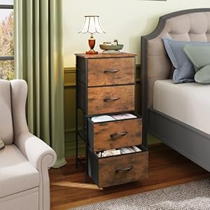 WLIVE Dresser with 4 Drawers, Fabric Storage Tower, Organizer Unit for Bedroom, Hallway, Entryway, Closets, Sturdy Steel Frame, Wood Top, Easy Pull Handle, Rustic Brown Wood Grain Print WLIVE Dresser with 4 Drawers Fabric Storage Tower Organizer Unit for Bedroom Hallway Entryway Closets Sturdy Steel Frame Wood Top Easy Pull Handle Rustic Brown Wood Grain Print