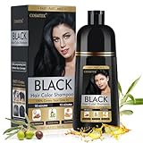 Black Hair Dye Shampoo Permanent for Men&Women, 3-In-1 Shampoo for Treated & Gray Hair Coverage, Lasts 30 Days/500ml/Natural herbal Ingredients