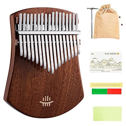 Kalimba 17 nycklar tumme piano, mbira med burlap väska, tunning hammer och studie instruktion, finger piano gåva for barn vuxen nybörjare professionell, sapele trä, sektor form