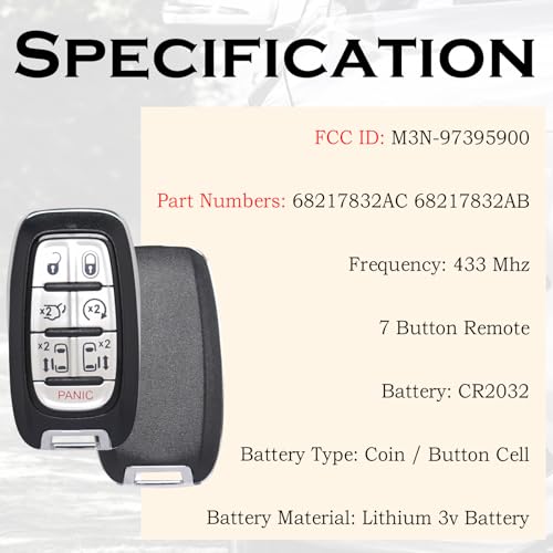 Télécommande Chrysler Pacifica 2017-2021 Voyager clef intelligente 7 boutons - 3