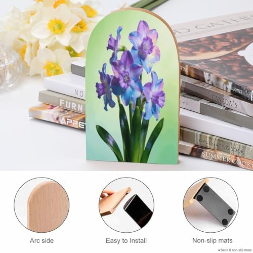 Sujetalibros de madera Narcissus antideslizante para evitar la caída de libros 5
