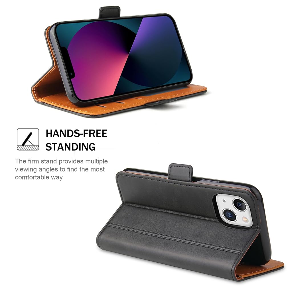 Cover Portafoglio In Pelle PU Per IPhone 13 6.1 - Custodia A Libro Con Slot Carte E Chiusura Magnetica, Rosso