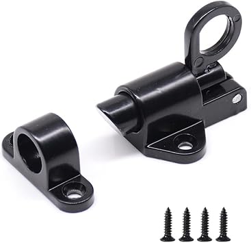 Spring Bounce Lock, 50mm/2 inch Automatic Spring Loaded Latches Stainless Steel Door Bolt Latch for Gate Window Cabinet Furniture,Black