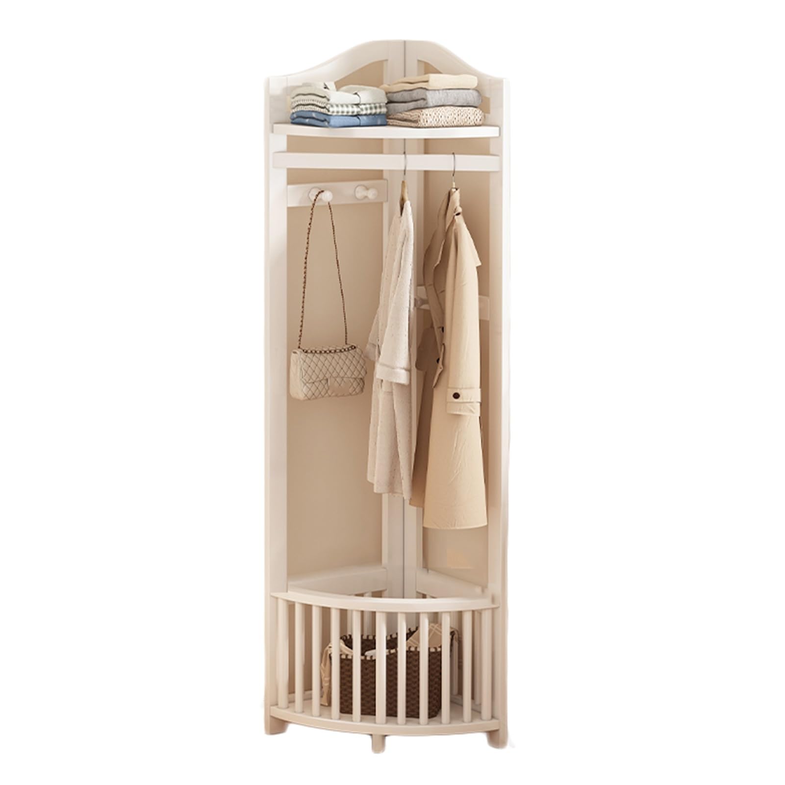 Porte-manteau d'angle en bambou meuble de rangement écharpes et vestes