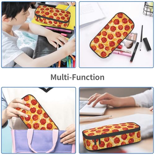 Image of Funny Pizza Food Pencil Case Big Capacity Storage Pencil Pouch Stationery Bags With Zipper Portable Pen Holder Box Organizer For Boys Student College School Office Supplies