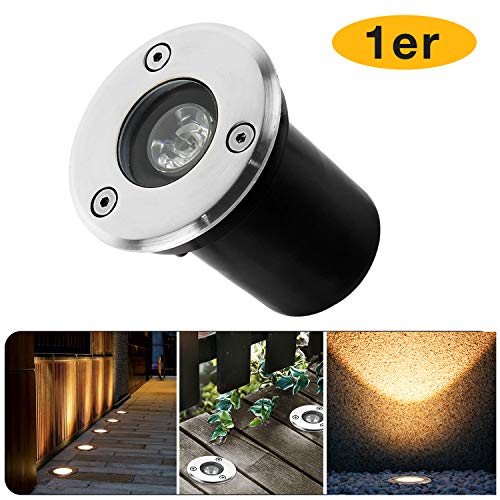 BAODE 1W Llevó a Tierra Lámpara de Luz Blanco Cálido 230V AC IP67 a Prueba de agua Jardín 90LM Lámpara de Iluminación para Exterior