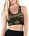 Vibrant Vixen Women's Yoga Sports Bra with Removable Pads Camouflage Print Workout Top (VBCM-Green, L/XL)