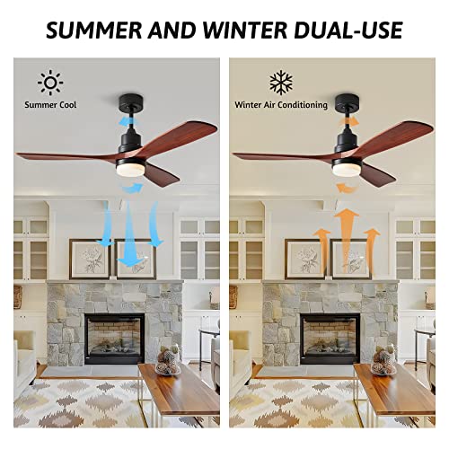 Werbuy 52" Ceiling Fan With Lights, Remote & Wall Control, Wood Ceiling Fan With Quiet Reversible Dc Motor/Sleep Timer/6 Speeds, For Outdoor Indoor Bedroom Patios Farmhouse Living Room #TOP1