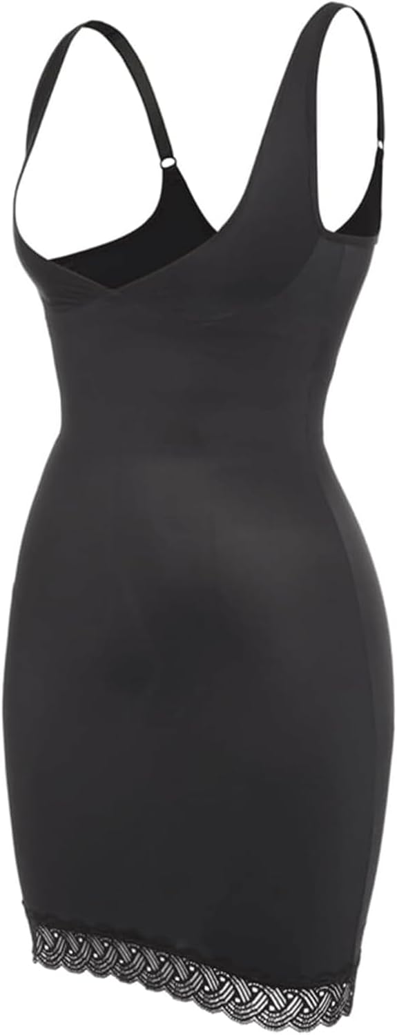Body Shaper Tummy Control Camisole Full Slip Under Shapeware With Lace Seamless Slimming Women Shapewear Slip Dress Shaper, Small, Black