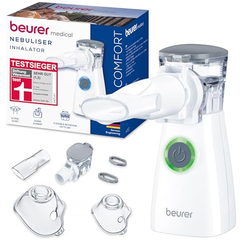 Beurer IH 57 Inhalator, Verneblung mit Schwingmembran- und Aerosol-Technologie, tragbares Inhaliergerät mit wiederaufladbarem Akku, zur Anwendung bei Erkältung, Asthma und anderen Atemwegserkrankungen