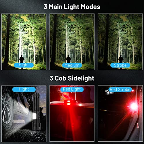 Sigoobal Rechargeable Flashlights High Lumens,120000 Lumens Led Flashlight With 6 Modes, Super Bright Cob Work Light, Adjustablewaterproof Flash Light High Powered For Camping(2 Pack) #TOP4