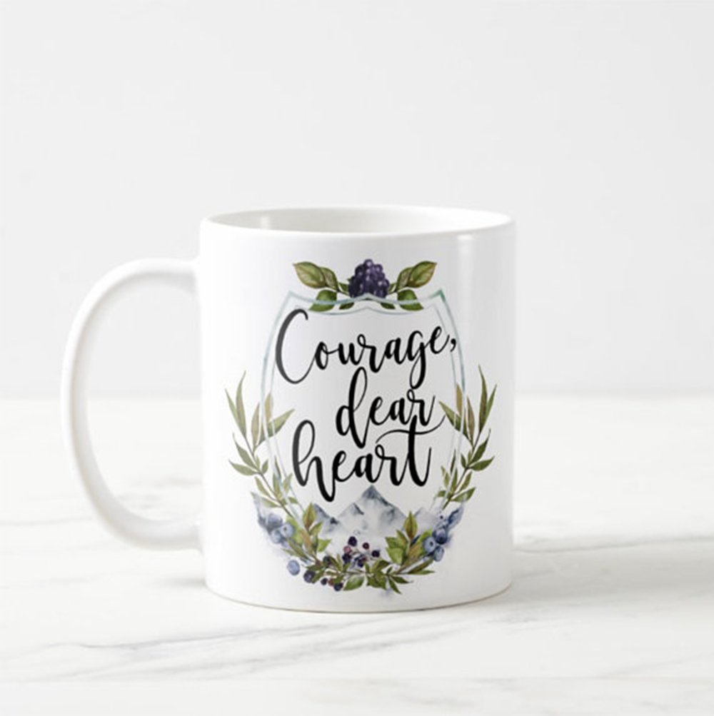 Courage Dear Heart Mug, Gifts for Bibliophiles, Gifts for Readers, Bookish Mug, Reading Mug, Bookstagram, CS Lewis Mug, Ceramic Coffee Mug 11oz