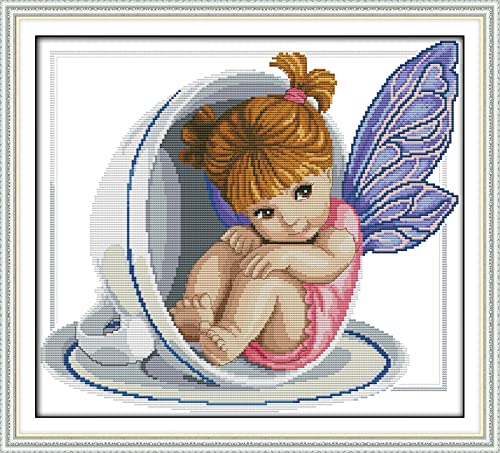 Broderie Point de Croix Fille de tasse 11CT pour vos Moments de Détente à la Maison