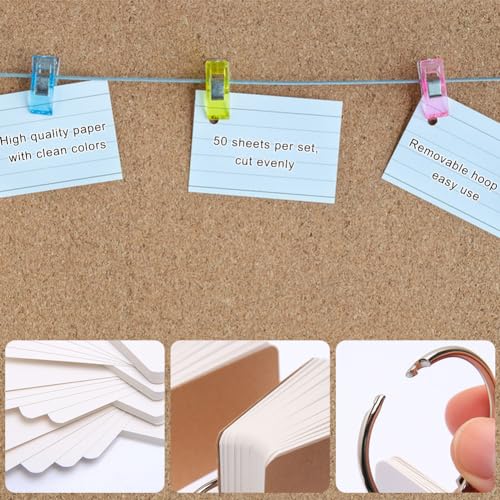 Vokabelkarten, Karteikarten mit Ring,Vokabelkarten für Revision, Bunt Lernkarten 300 Stück Mini Notizbuch Flash Cards, Multifarbige Mini Karteikarten Lernkarten Notizblöcke Lernkarte Pocket