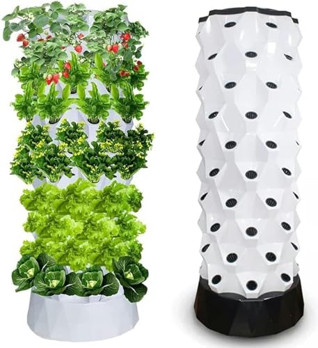 Torre hidropónica: Sistema de Cultivo hidropónico para Hierbas, Frutas y Verduras de Interior. Torre aeropónica con Bomba de hidratación, Temporizador, Adaptador y lecho de siembra (1 unida
