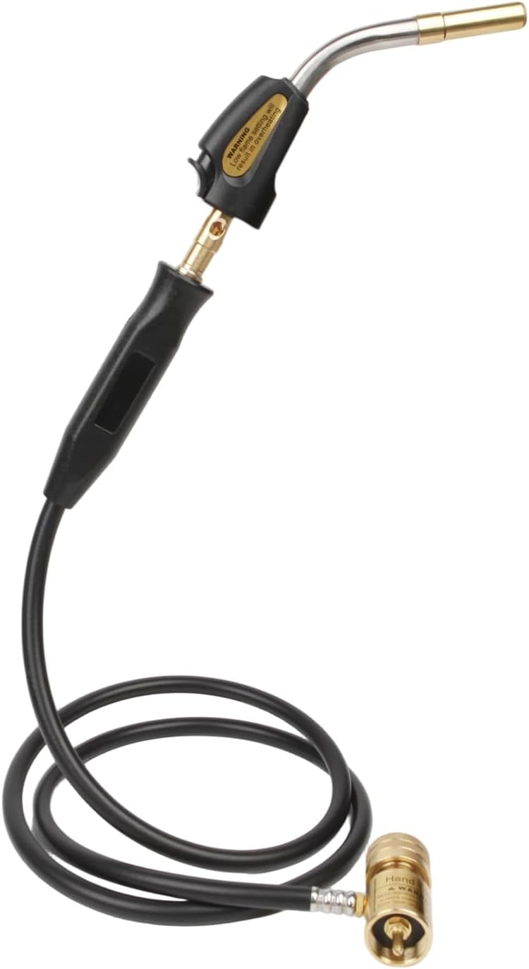 ICOOL Propane Torch with Hose, Mapp Gas Torch with a Brass Tip, Trigger Start and Heat Adjustment, Welding Torch for Soldering, Plumbing, HVAC (Includes Cylinder Clip)