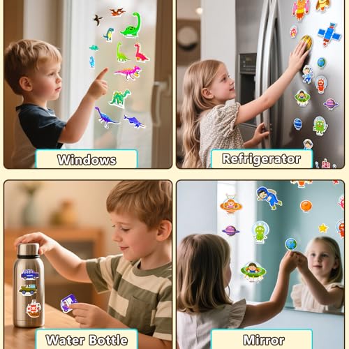 Image of Reusable Sticker Books for Toddlers 1-3, Puffy Stickers Book for Kids Ages 2-4, Toddler Travel Essential Activities Toys for Boy Girl Birthday Christmas - Vehicle, Space and Dinosaur (3 Set)