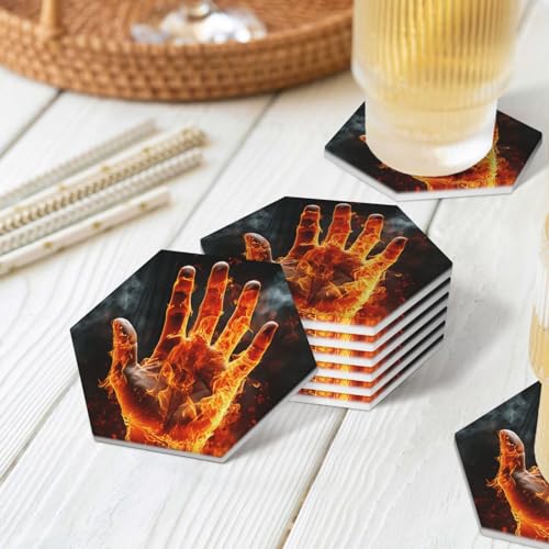 Dessous de verre en céramique hexagonaux avec support (lot de 6) - 8
