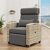 IDEALHOUSE Recliner with Flip Table Wicker Reclining Lounge Chair Peacock