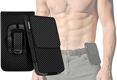 SAMSUNG GALAXY XCOVER 3 Vertical Belt-Pouch Classic Carbon Look Hip Case Cover with Clip and Loop Holster for Phones up to 144 x 76.9 x 9.6 mm in Black