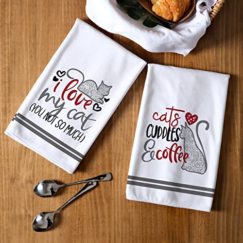 Geeory Funny Kitchen Towels For Kitchen Decor Cat Dish Towels With Saying 18X26 Inch Ultra Absorbent Bar Drying Cloth I Love My Cat Hand Towel For Bathroom Party Home Decorations Set Of 2 #TOP4