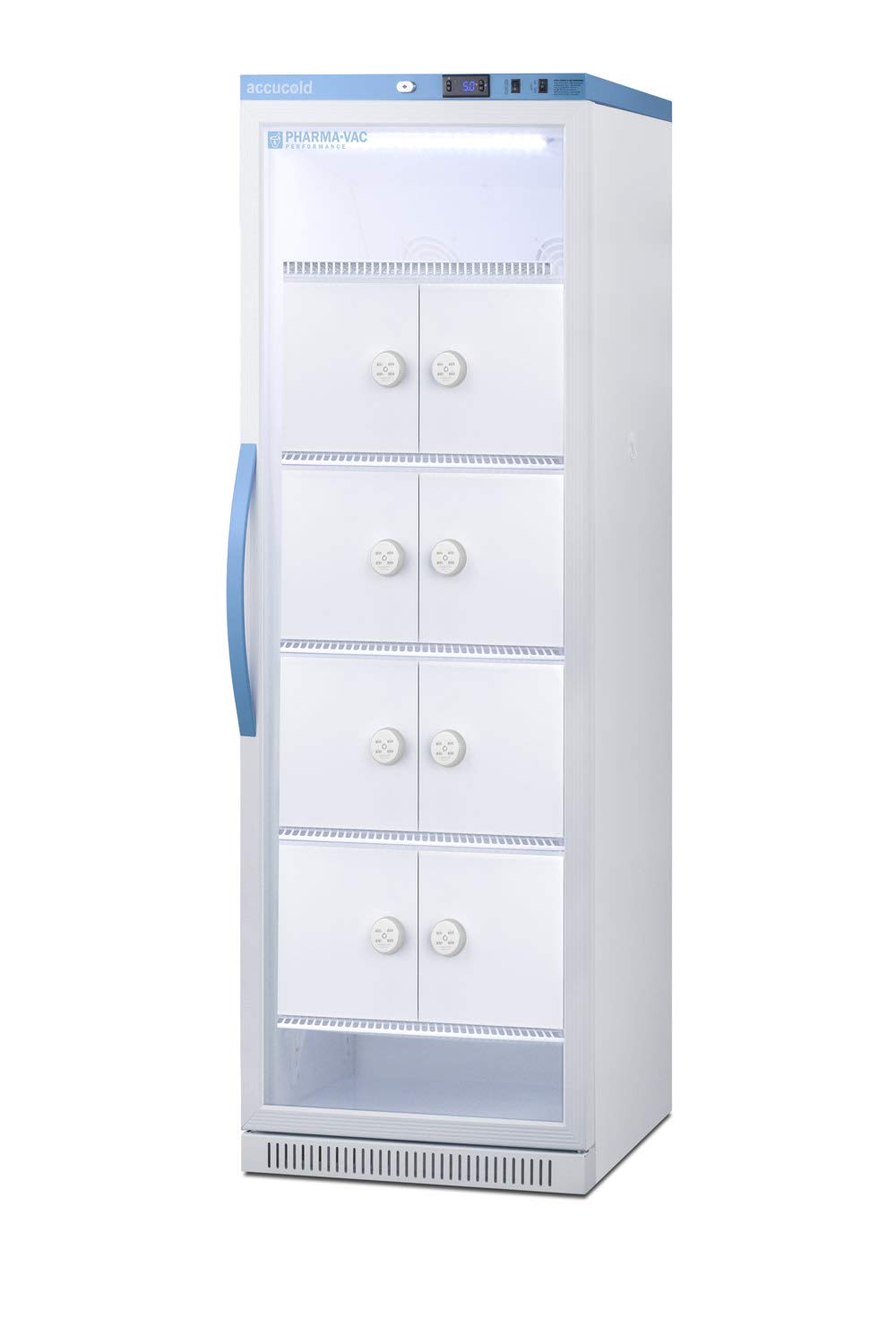 Summit Appliance ARG15PVLOCKER Pharma-Vac 15 cu.ft. Upright Glass Door Commercial Vaccine All-Refrigerator With Eight Interior Lockers, Acces Port, Lock And Silver-Ion Handle - View 4 | Fridge.com