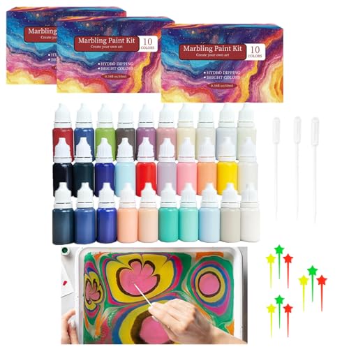 42PCS Water Marbling Painting Kit Watercolor Paint Set for Craft Turkish Marble Pattern Acrylic Pouring Floating Paint Water Marble Paint for Birthday Easter Halloween Christmas New Year Gifts