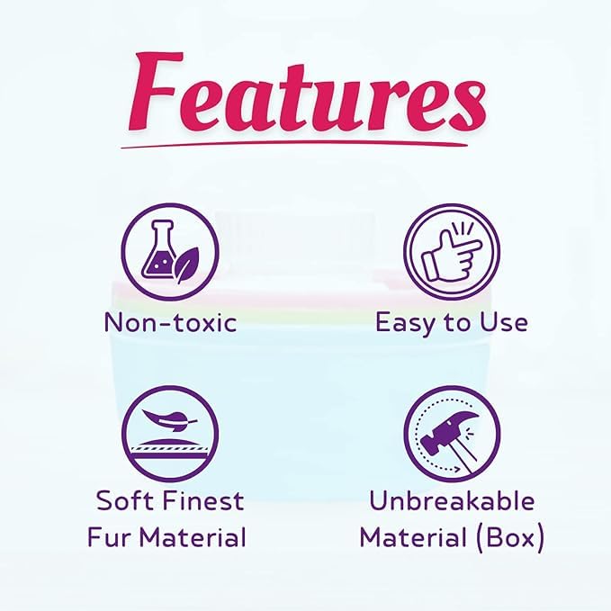 Image of THE LITTLE LOOKERS Portable Baby Skin Care Baby Powder Puff with Box Holder Container for New Born Baby Face and Body (Blue')