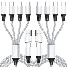 USB C Splitter Multi Charging Cable,USB A/C to USB C QC 3.0 Fast Charging[2Pack 4Ft], 4 in 2 Multi Charger Cord, with 4 Type-C Connectors Compatible with Cell Phones Tablets and More