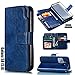 LMDAMZ for Galaxy S8 5.8 Inch Wallet Case [9 Card Slots] ID Business Card Credit Card Slot Carry Pouch with Stand Double Sided Multi-Card Slot Flip Folding PU Wallet Leather Case (Blue)